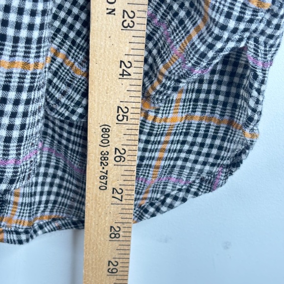 Free People Oversized Plaid Shirt S Break My Stride Metallic Grunge Boho Indie - Picture 8 of 11